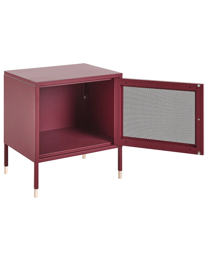 Bedside Table Metal Dark Red Lakitia