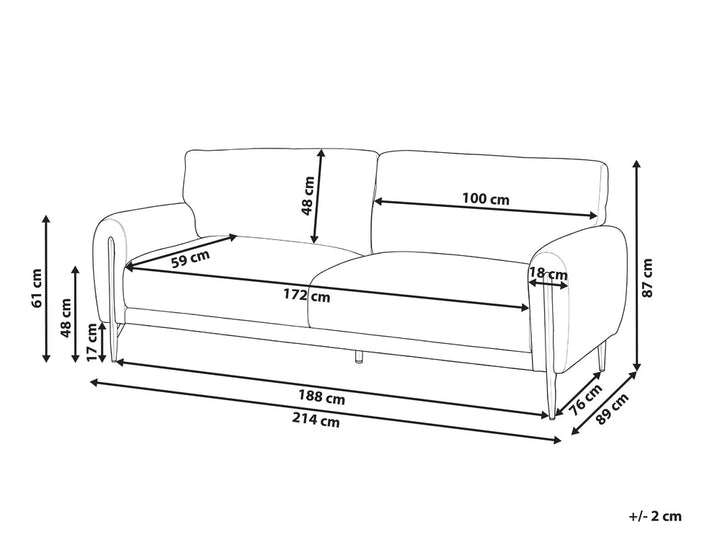 Sofa 3 Seater Chenille Black Clarice