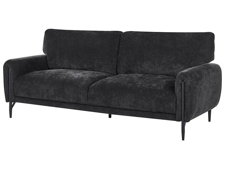 Modern black chenille sofa with cushions