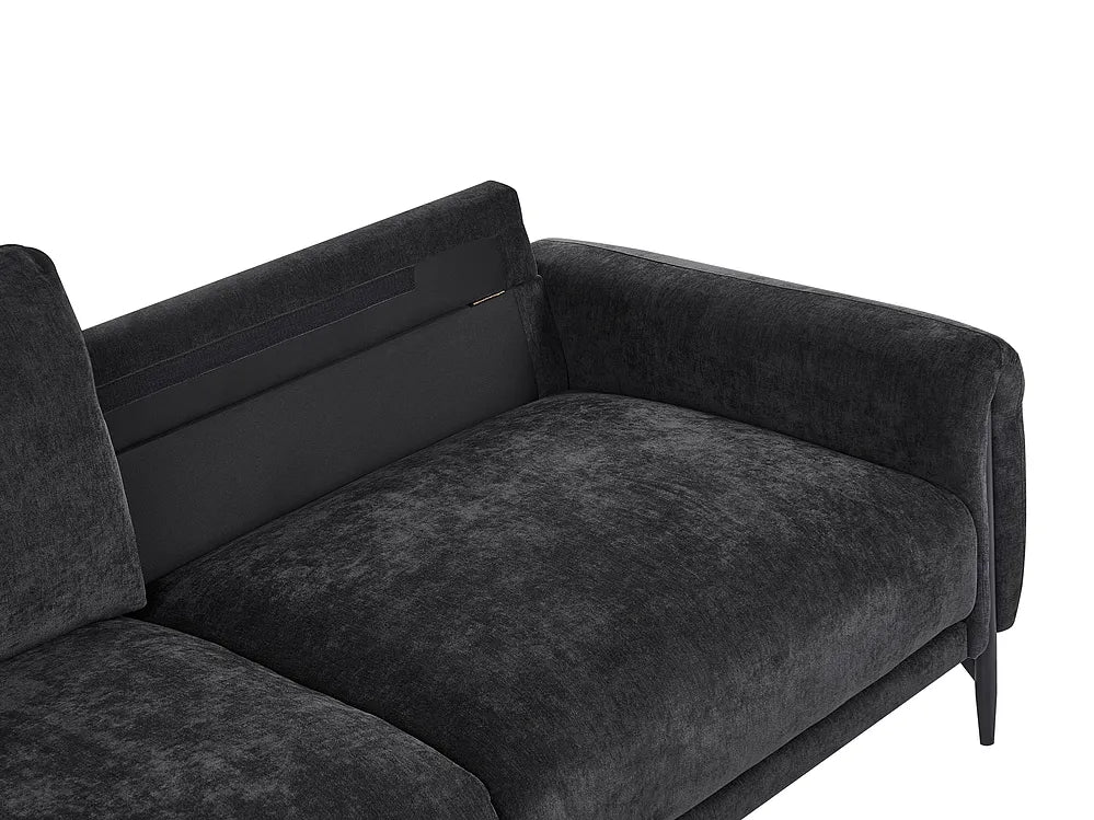 Sofa 3 Seater Chenille Black Clarice