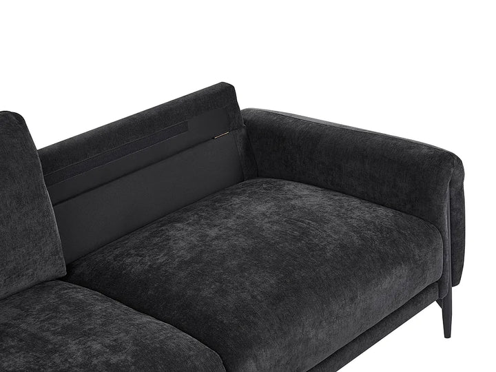 Sofa 3 Seater Chenille Black Clarice