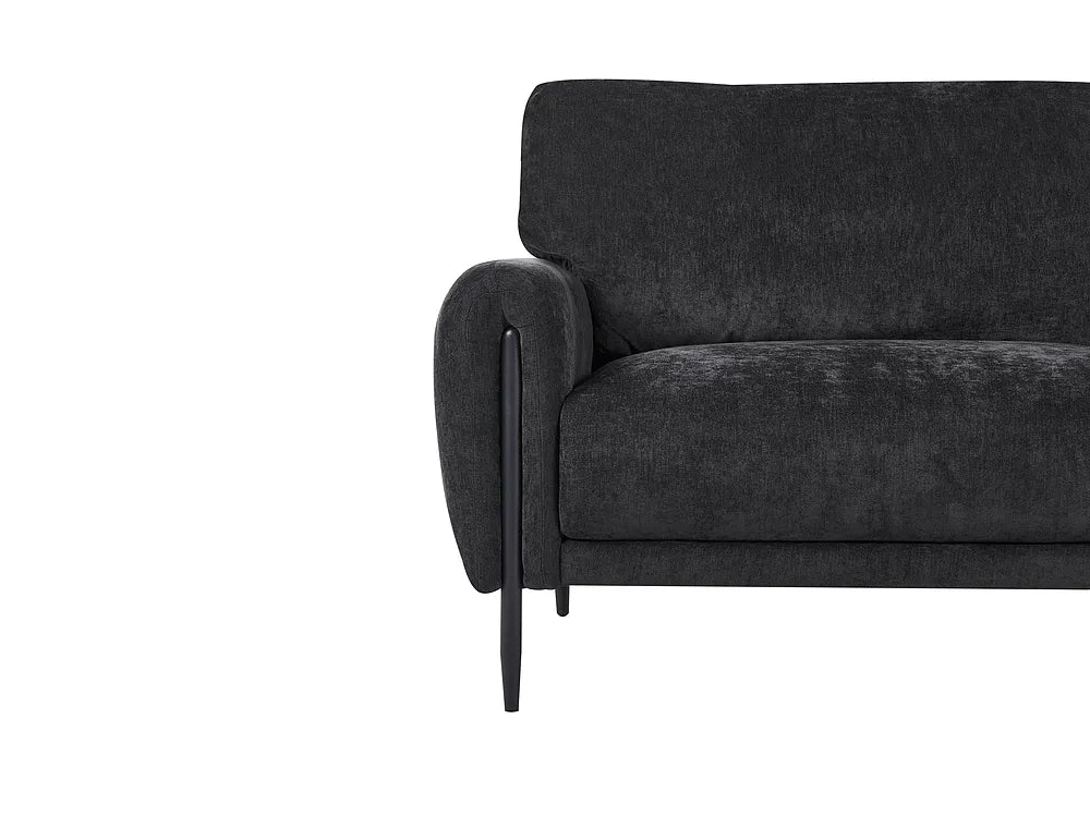 Sofa 3 Seater Chenille Black Clarice