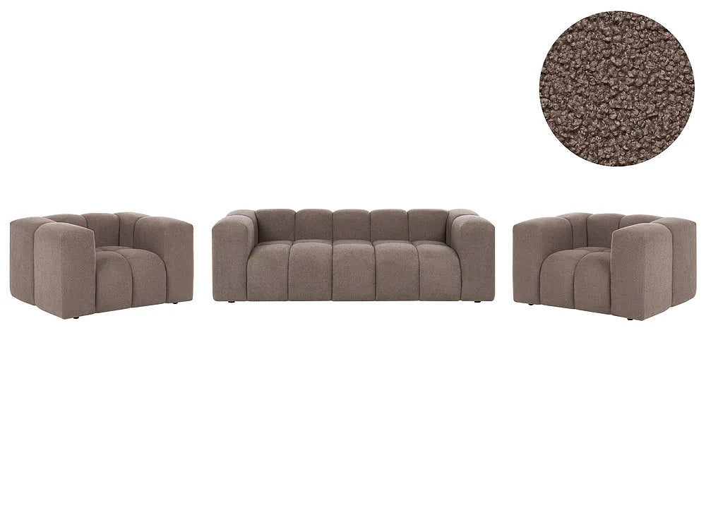 Living Room Set 5 Seater Boucle Taupe Rochdale
