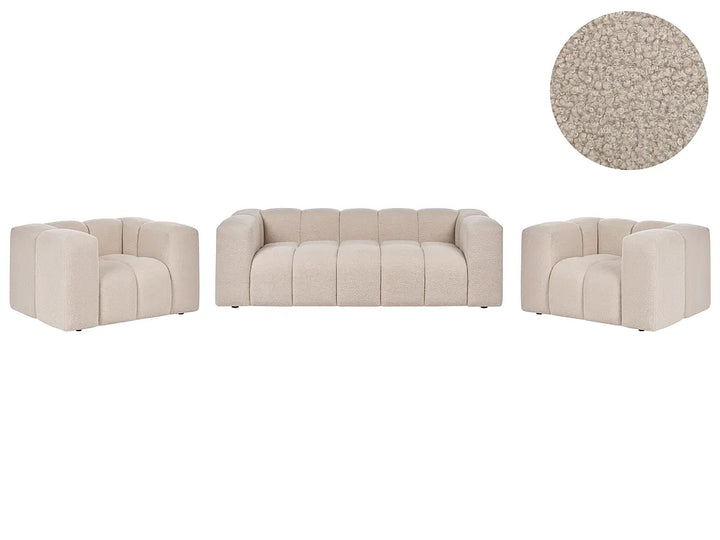 Living Room Set 5 Seater Boucle Beige Rochdale