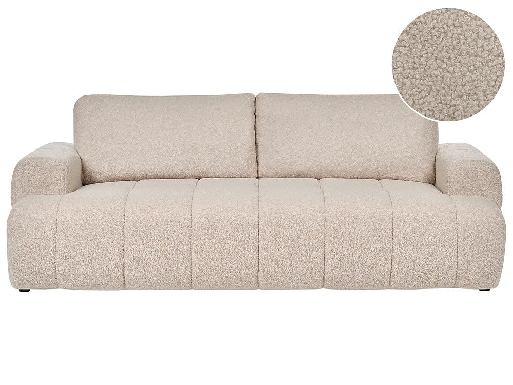 Sofa 3 Seater Boucle Beige Bolton