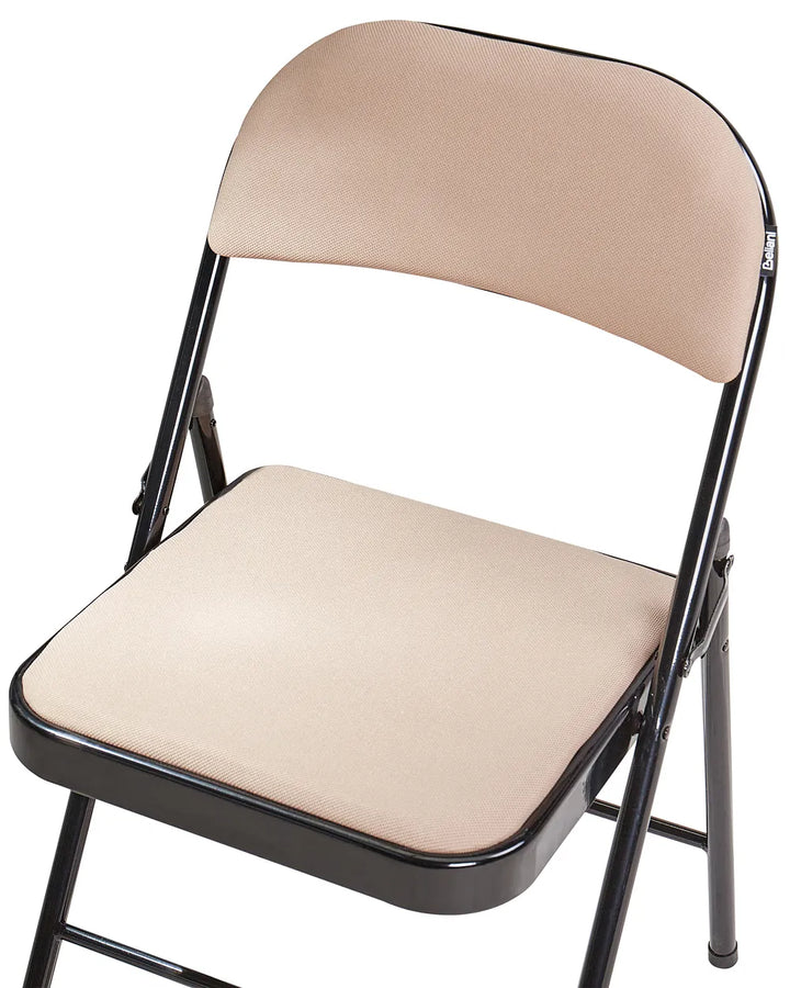 Set of 4 Folding Chairs Metal Beige/ Black Blankumsee