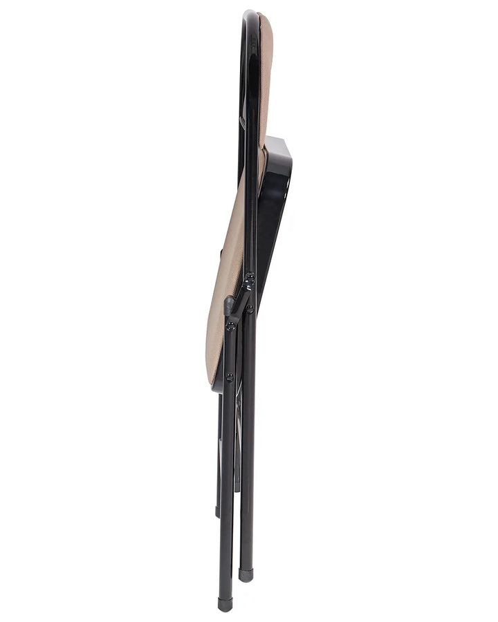 Set of 4 Folding Chairs Metal Beige/ Black Blankumsee