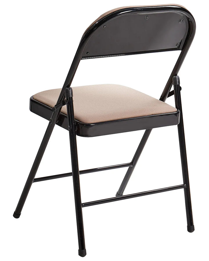 Set of 4 Folding Chairs Metal Beige/ Black Blankumsee