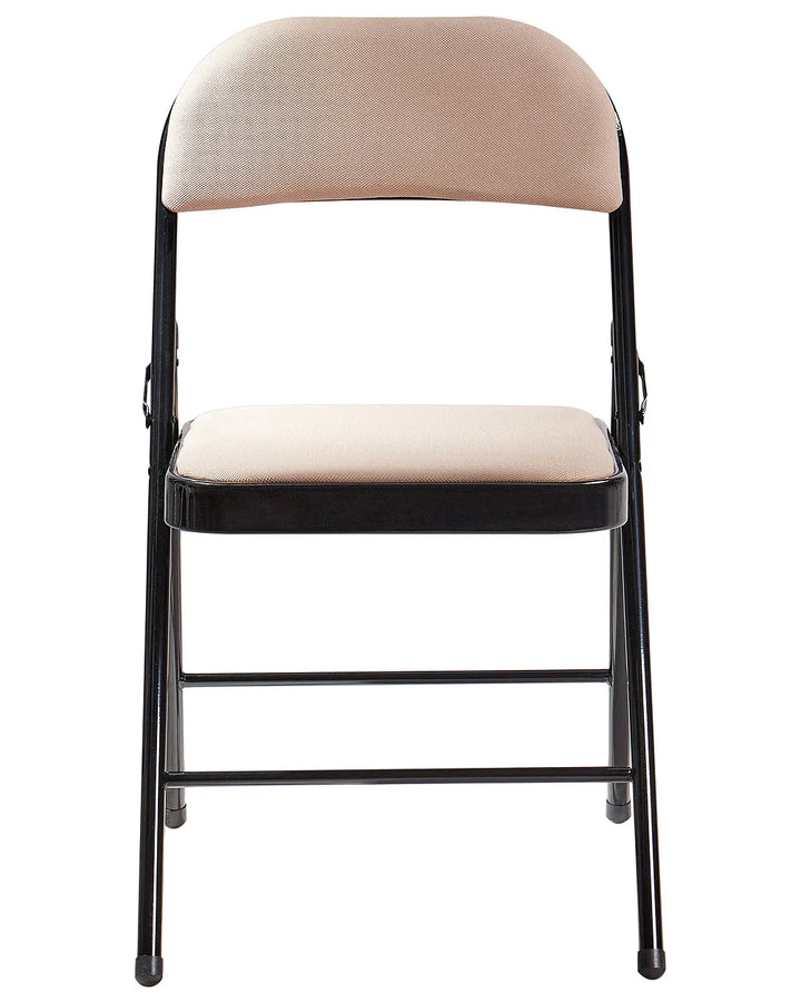 Set of 4 Folding Chairs Metal Beige/ Black Blankumsee