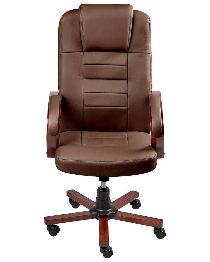 Massage Chair with Heating Leather Dark Brown Chemika