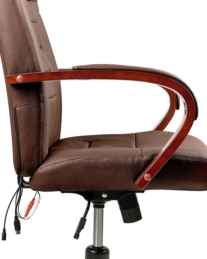 Massage Chair with Heating Leather Dark Brown Chemika