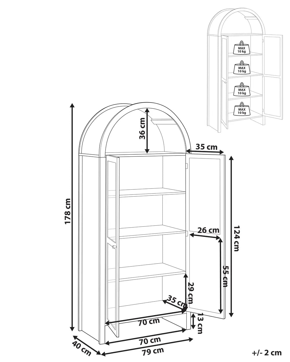 Glass Display Cabinet 79 cm Dark Brown Malina