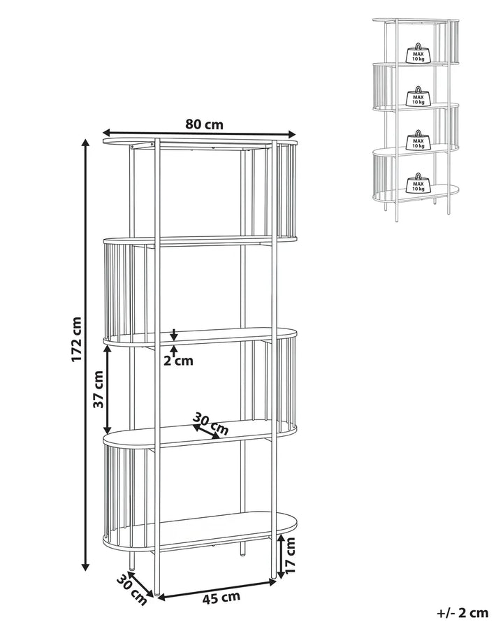 4 Tier Bookcase 172 cm Black Loflin