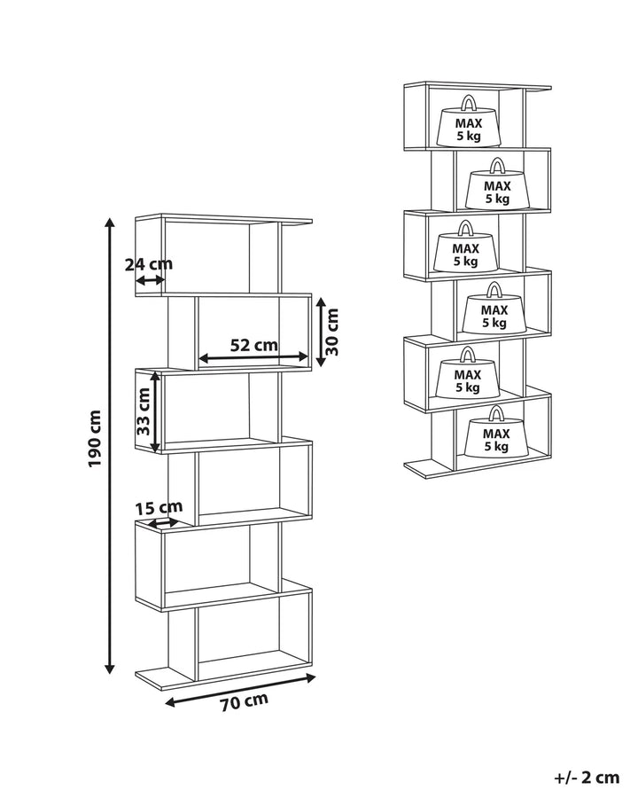 6 Tier Bookcase 191 cm Dark Brown Ezra