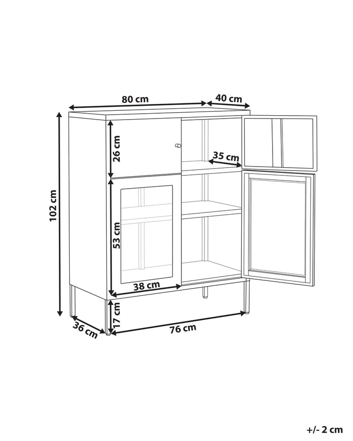 Glass Display Sideboard 80 cm Metal White Choinski