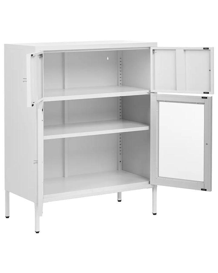 Glass Display Sideboard 80 cm Metal White Choinski
