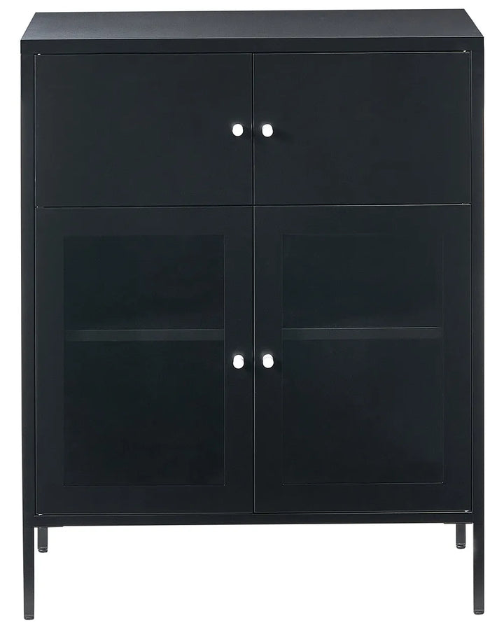 Glass Display Sideboard 80 cm Metal Black Choinski