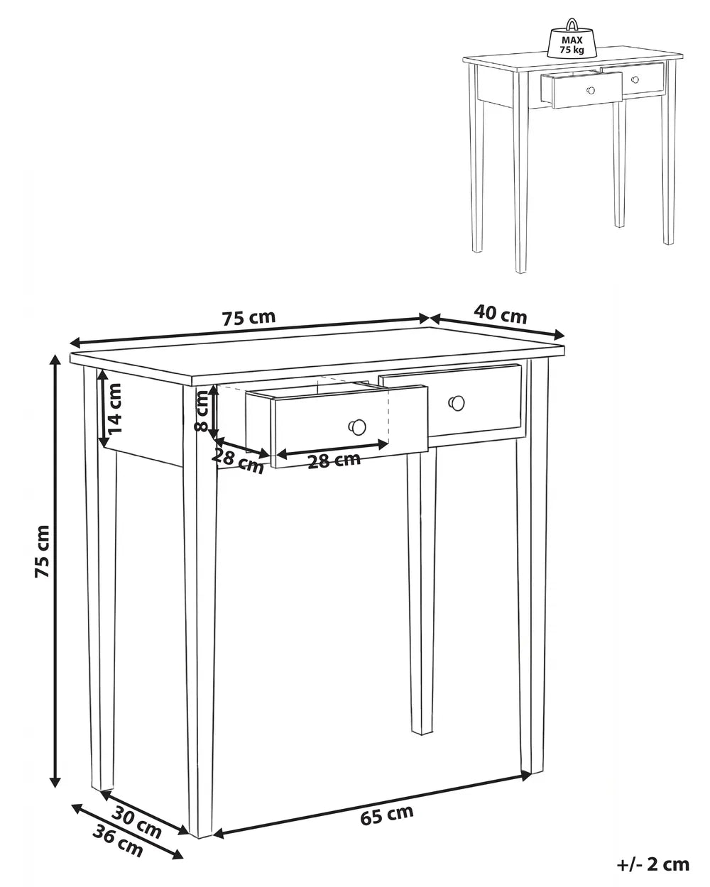 Console Table White Almeda