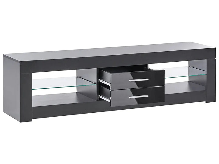 Black entertainment unit with storage