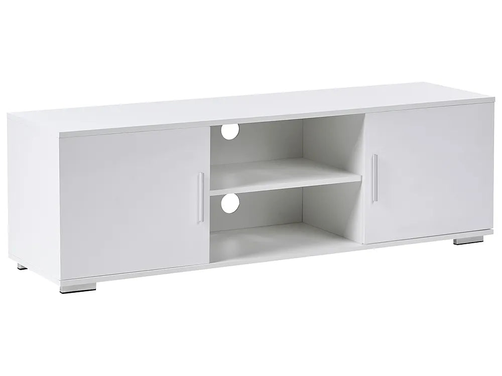 White TV stand with storage