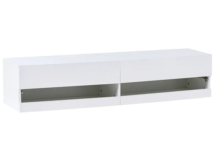 White TV stand with LED lighting