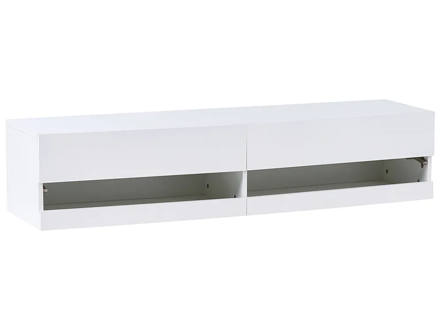 White TV stand with LED lighting