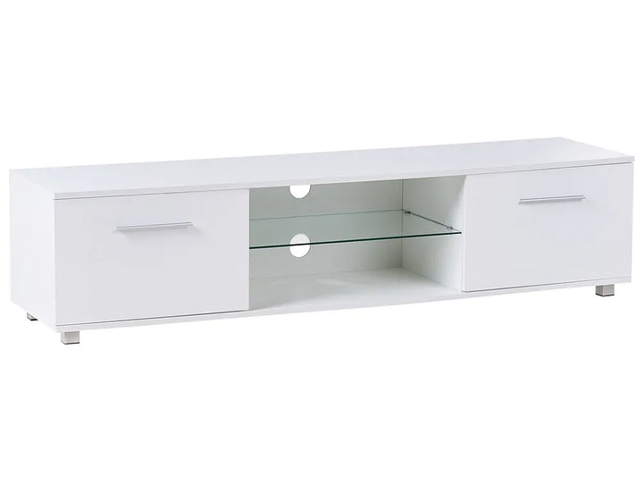 White TV stand with LED lighting