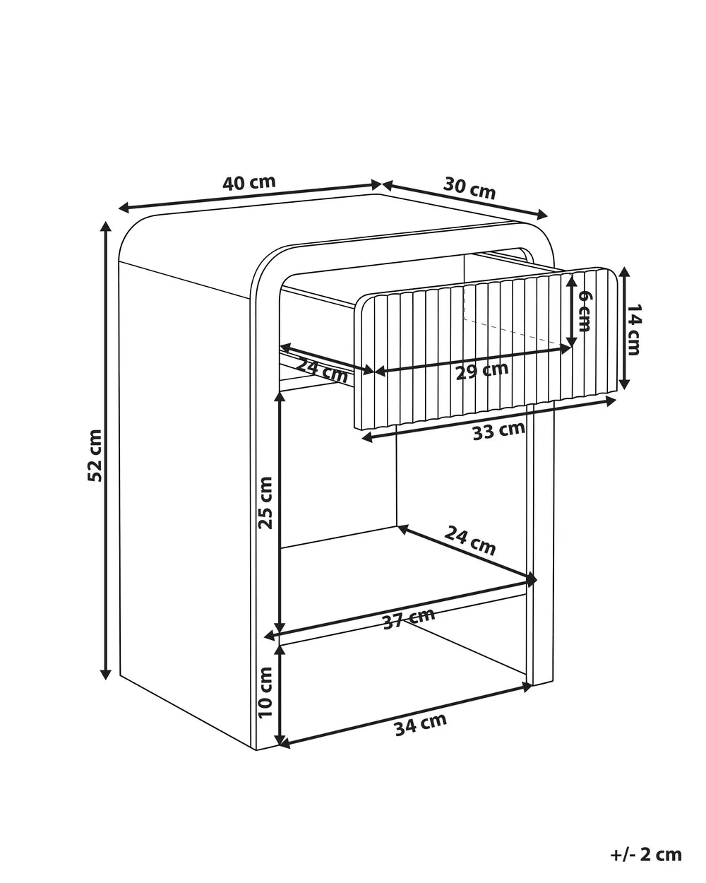 1 Drawer Bedside Table White Sayveon