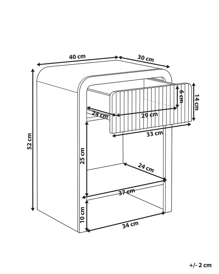 1 Drawer Bedside Table White Sayveon