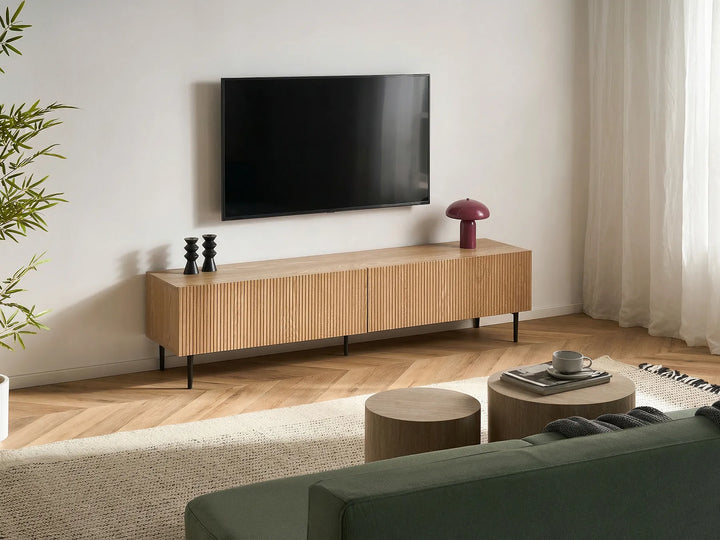 Light ash wood TV unit with storage