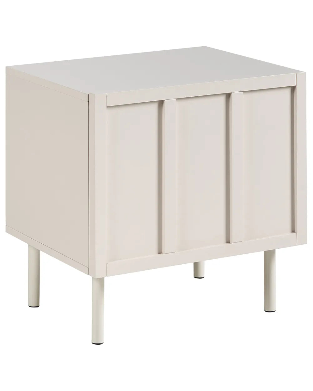 White side table with a cabinet on a white background