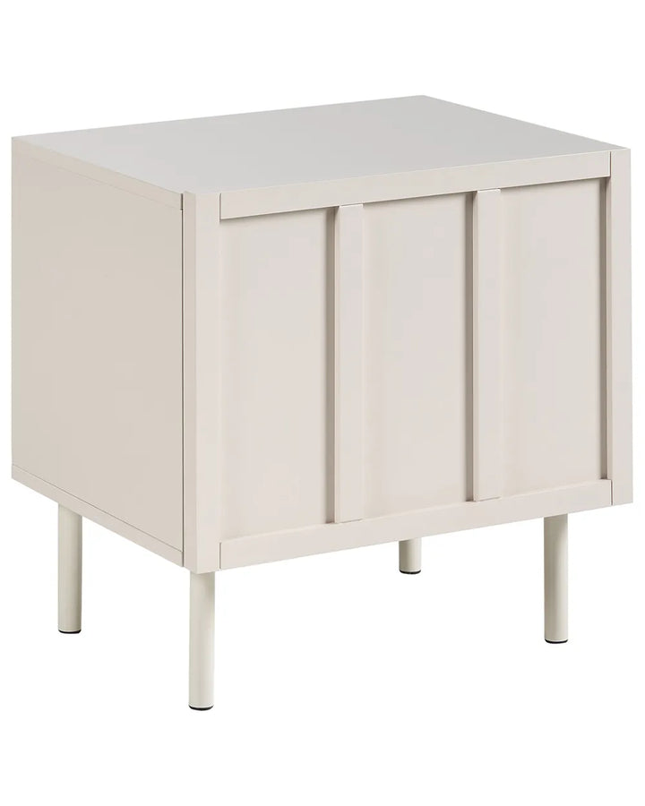 White side table with a cabinet on a white background