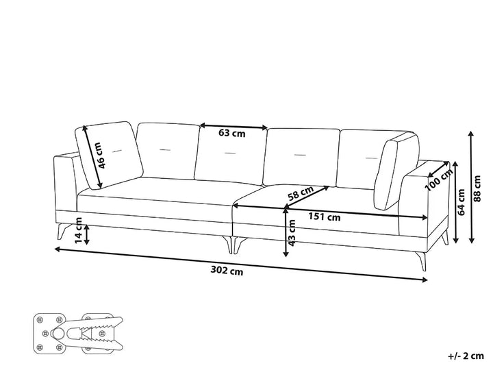 Sofa 4 Seater Faux Linen Grey Azori