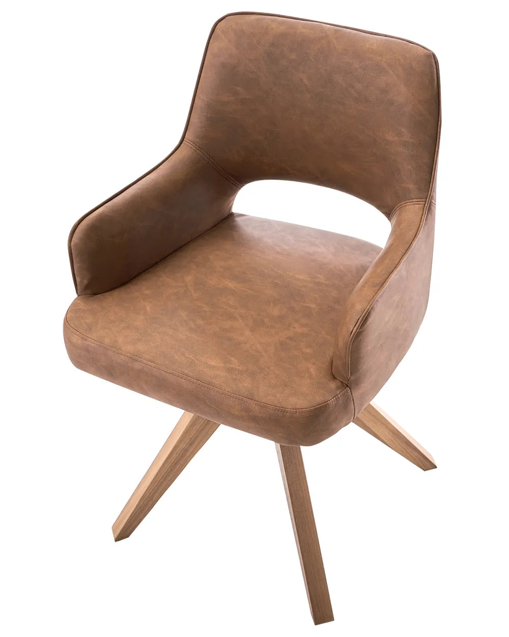 Dining Chair Swivel Faux Leather Brown Ciara