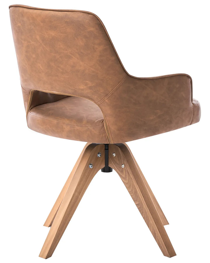 Dining Chair Swivel Faux Leather Brown Ciara