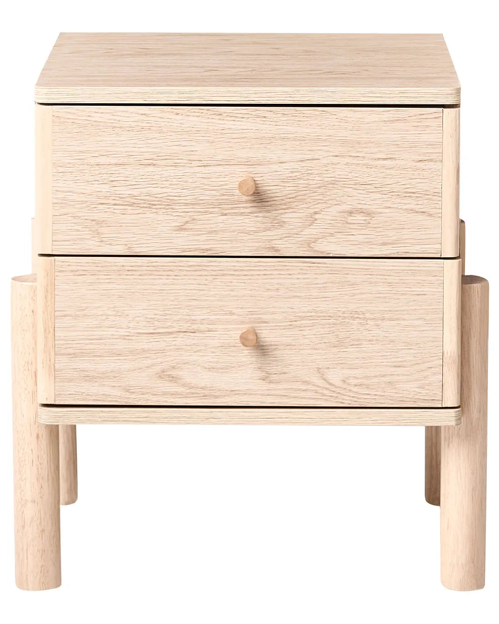 2 Drawer Bedside Table Light Brown Aichele