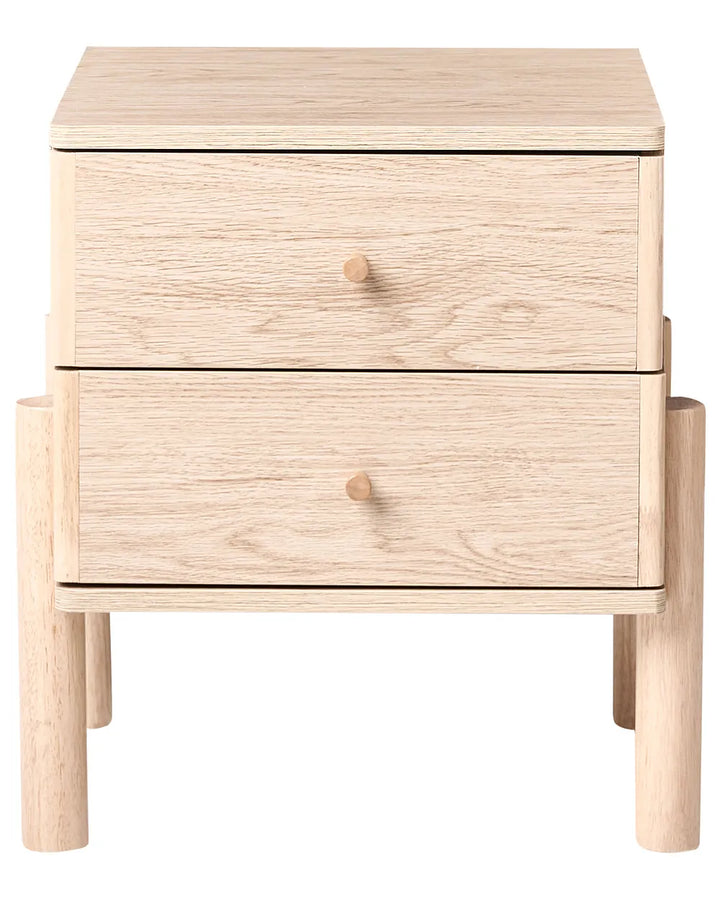 2 Drawer Bedside Table Light Brown Aichele