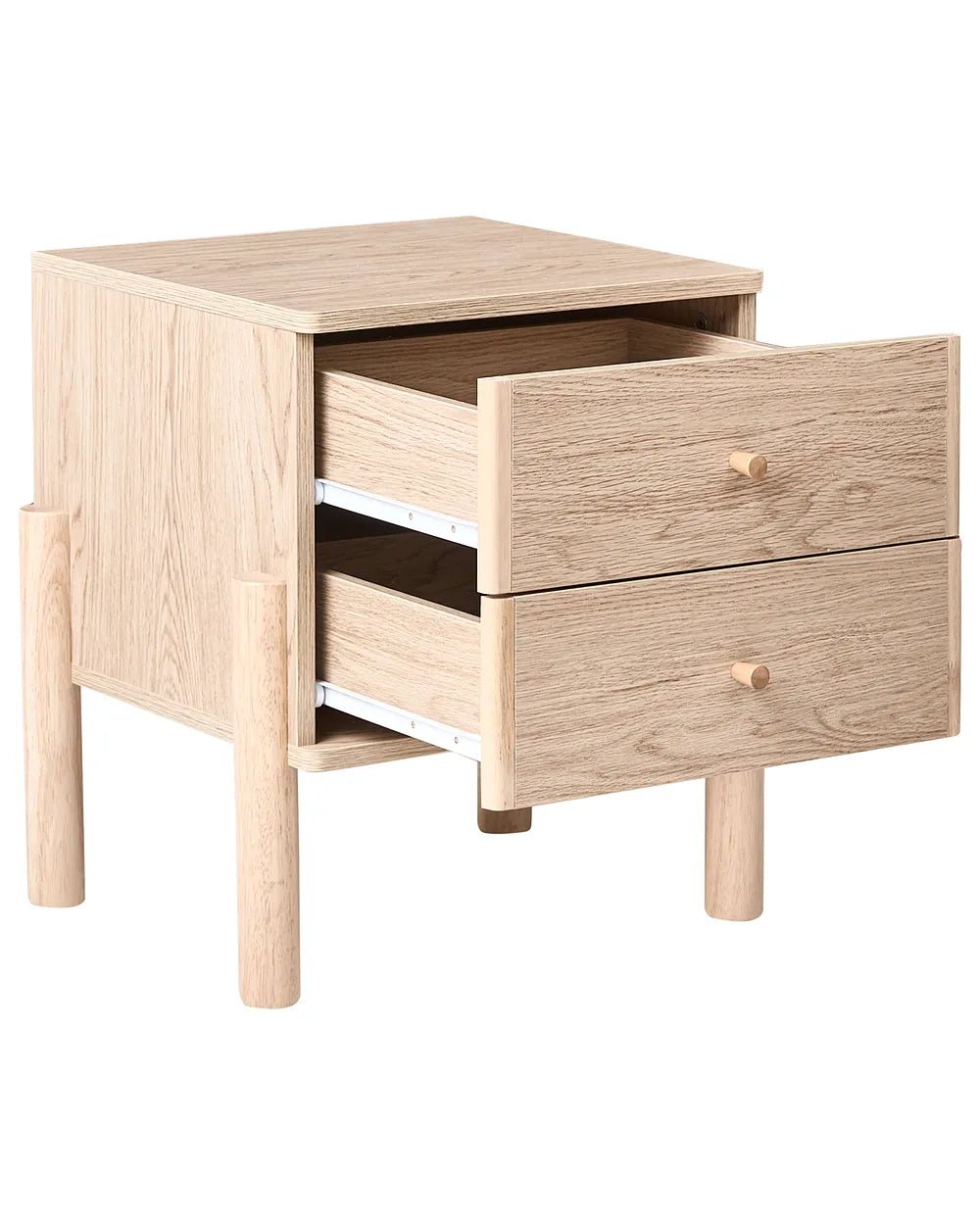 2 Drawer Bedside Table Light Brown Aichele