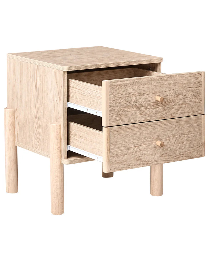 2 Drawer Bedside Table Light Brown Aichele