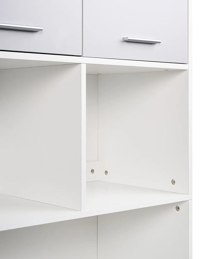 4 Door Bookcase Grey/ White Paxton