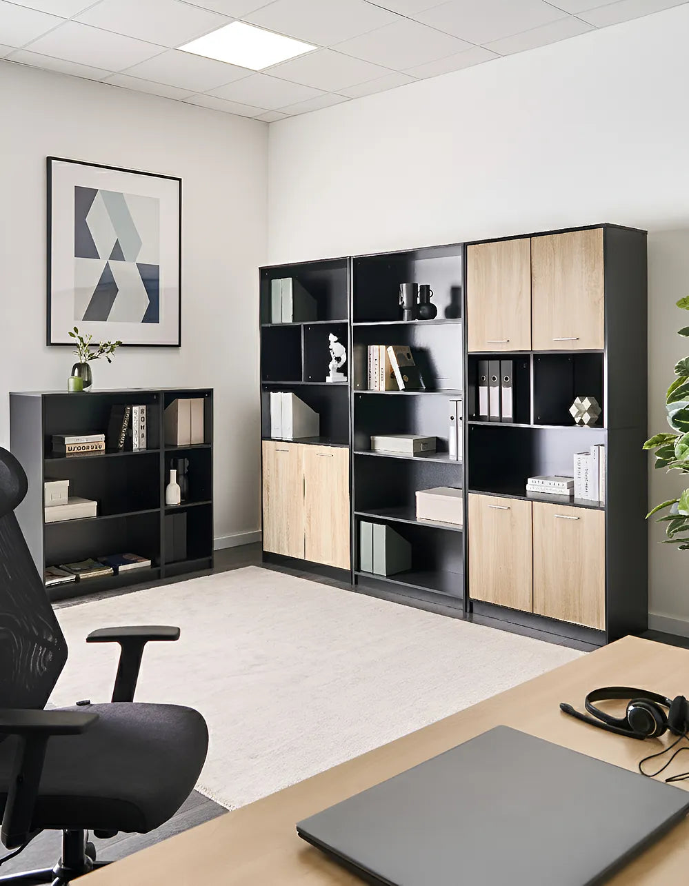 4 Door Bookcase Brown/ Black Paxton