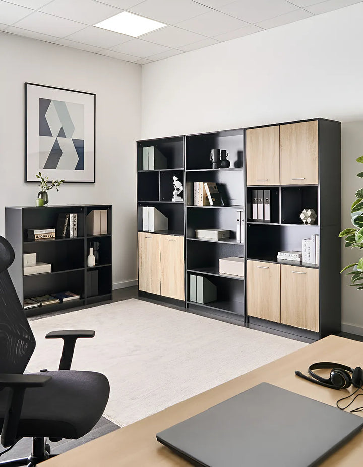 4 Door Bookcase Brown/ Black Paxton