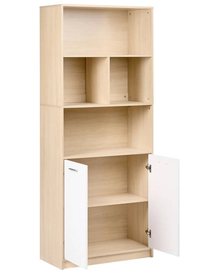 2 Door Bookcase Light Brown/ White Paxton