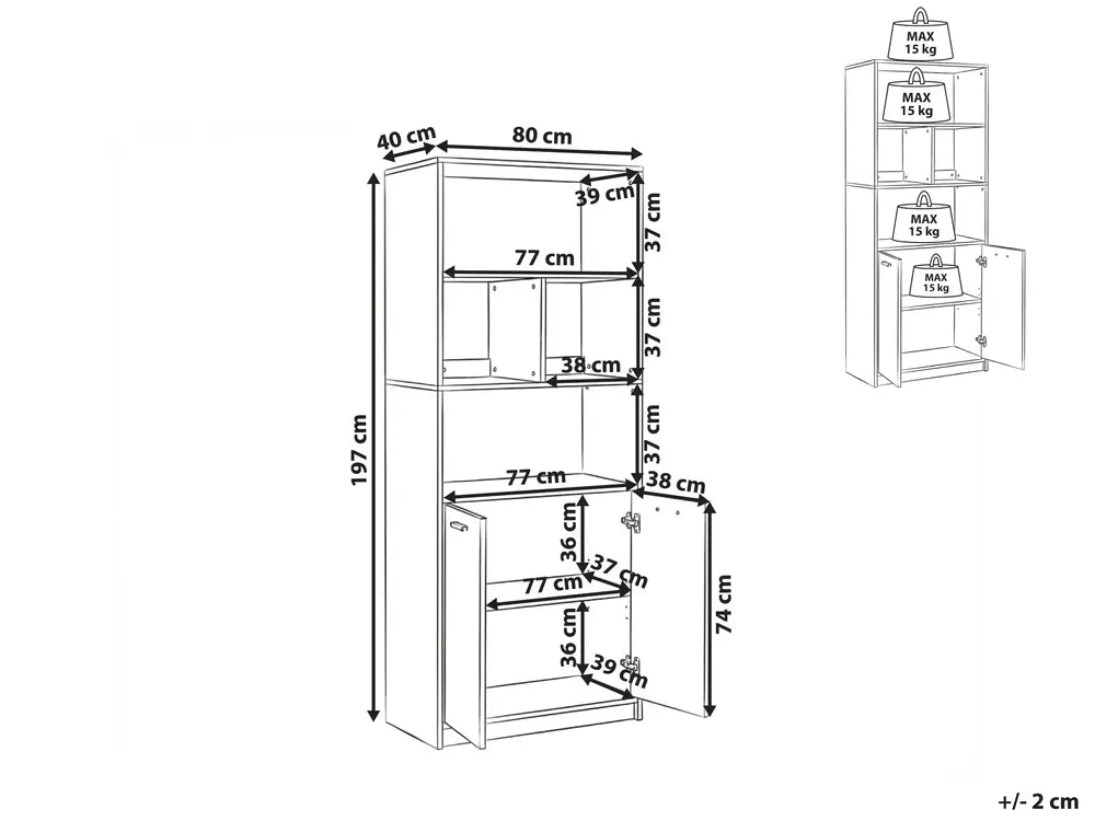 2 Door Bookcase Brown/ Black Paxton