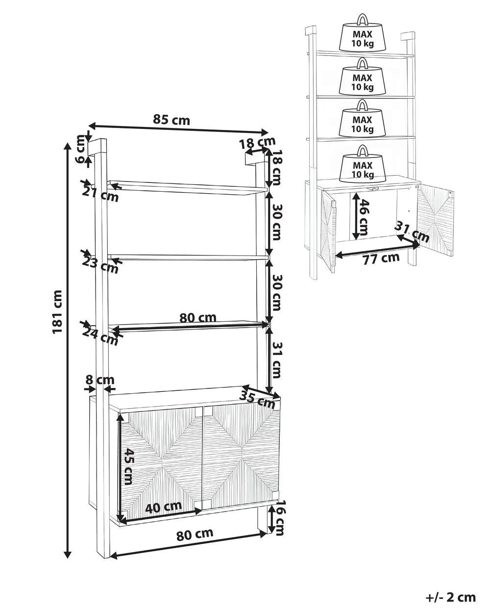 Bookcase 181 cm Light Brown Ada