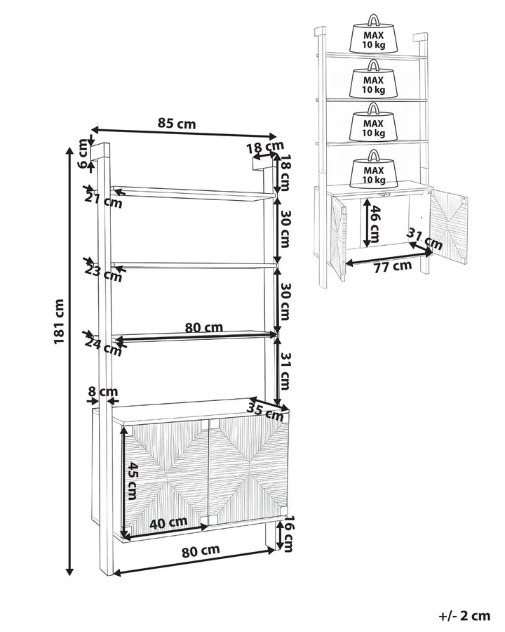 Bookcase 181 cm Light Brown Ada