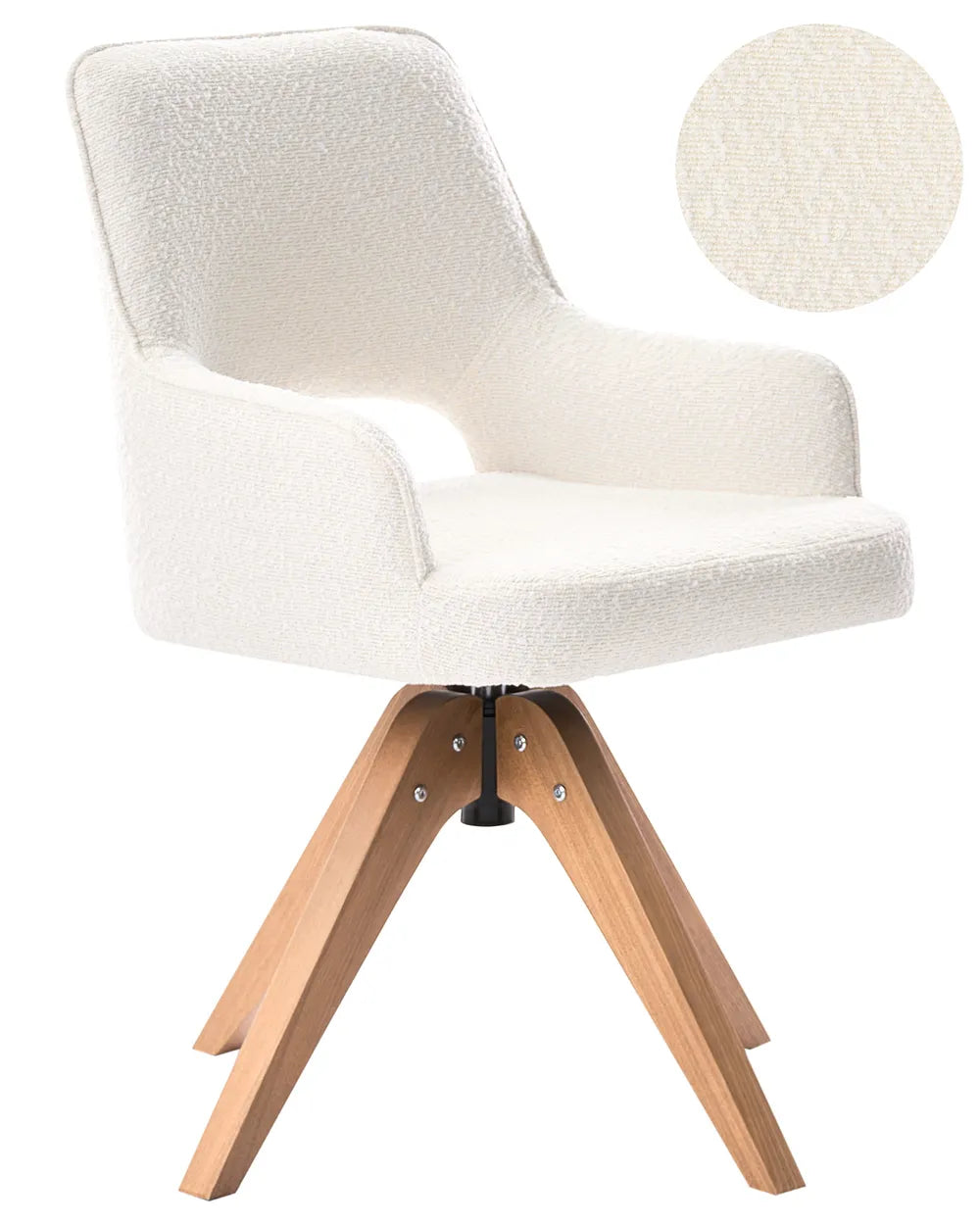 Dining Chair Swivel Boucle Light Beige Ciara