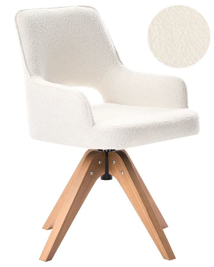 Dining Chair Swivel Boucle Light Beige Ciara