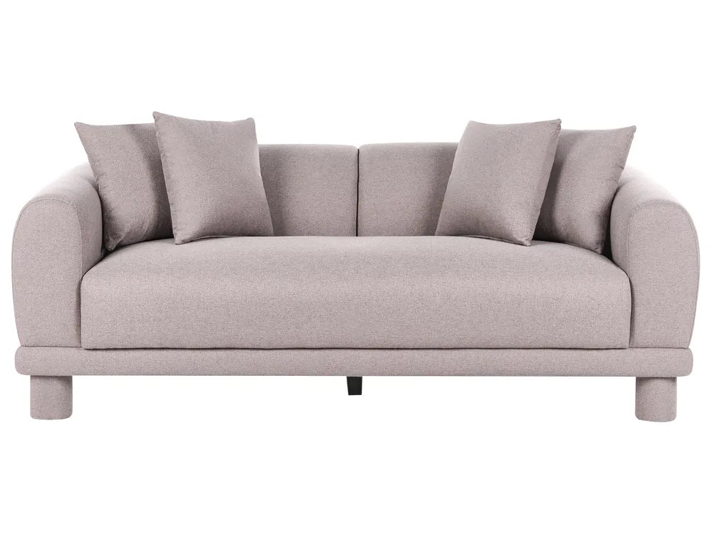 Gray sofa with four cushions on a white background