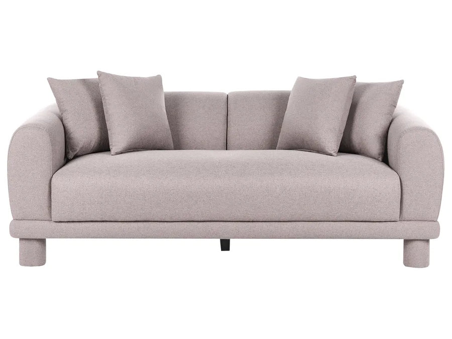 Gray sofa with four cushions on a white background